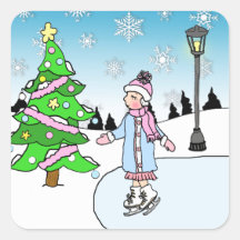 雪の多い冬の日にクリスマスのアイススケーター