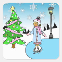 雪の多い冬の日にクリスマスのエスニックアイススケーター