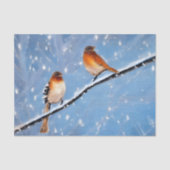 雪の多い冬の日に二羽の鳥が枝を伸ばす 薄葉紙 (正面)