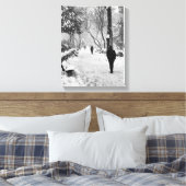 雪の多い冬の日に公園の人々 キャンバスプリント (インサイチュ (寝室))