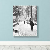 雪の多い冬の日に公園の人々 キャンバスプリント (インサイチュ (ウッドフロア))