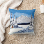 雪の多い冬の明るい クッション (ブランケット)