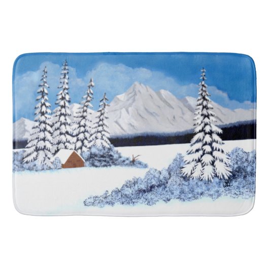 雪の多い冬の明るい バスマット (正面)