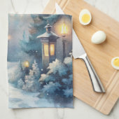 雪の多い冬の景色 キッチンタオル (四つ折り)