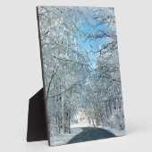 雪の多い冬の木 フォトプラーク (側面)