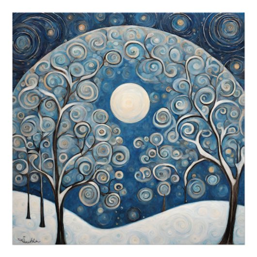 雪の多い冬の木 フォトプリント            (正面)