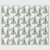 雪の多い冬の森の木 ラッピングペーパー (フラット)