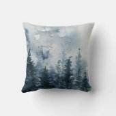 雪の多い冬の森林地帯の赤ちゃん動物モノグラム クッション (裏面)