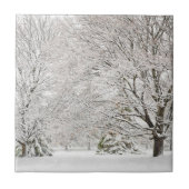 雪の多い冬の森 タイル (正面)