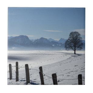 雪の多い冬の田舎の風景 タイル