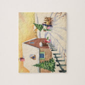 雪の多い冬の道のヴィンテージクリスマスツリー ジグソーパズル (縦)