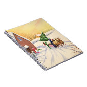 雪の多い冬の道のヴィンテージクリスマスツリー ノートブック (右側)