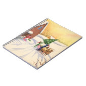 雪の多い冬の道のヴィンテージクリスマスツリー ノートブック (左側)