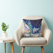 雪の多い冬の風景。カントリーハウス。クリスマスH クッション (椅子)