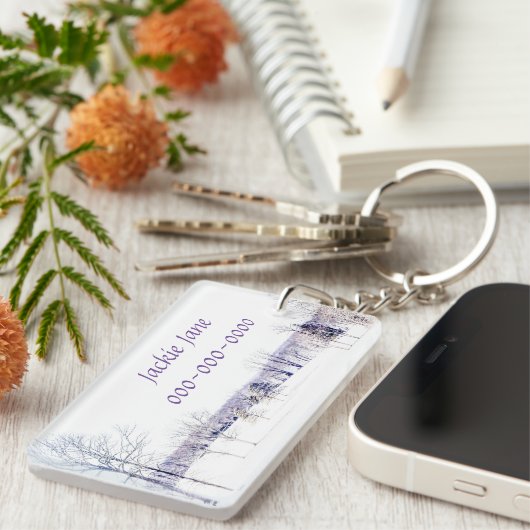 雪の多い冬の風景 キーホルダー (正面右)