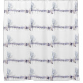 雪の多い冬の風景 シャワーカーテン (正面)