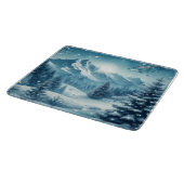 雪の多い冬山 カッティングボード (角)