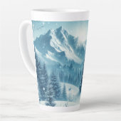 雪の多い冬山 カフェラテマグ (左アングル)