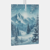 雪の多い冬山 ガラスオーナメント (正面右)