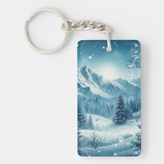 雪の多い冬山 キーホルダー (正面)