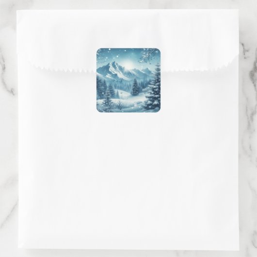雪の多い冬山 スクエアシール (バッグ)
