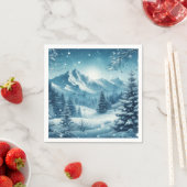 雪の多い冬山 スタンダードカクテルナプキン (インサイチュ)