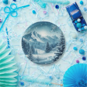 雪の多い冬山 ペーパープレート (パーティー)