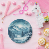 雪の多い冬山 ペーパープレート (パーティー)