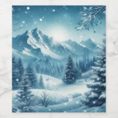 雪の多い冬山 ワインラベル (シングルラベル)