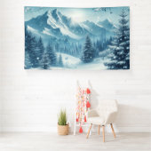 雪の多い冬山 横断幕 (インサイチュ)