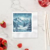 雪の多い冬山 縁ありカクテルナプキン (インサイチュ)