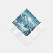 雪の多い冬山 縁ありカクテルナプキン (角)