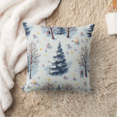 雪の多い冬枕 クッション (ブランケット)