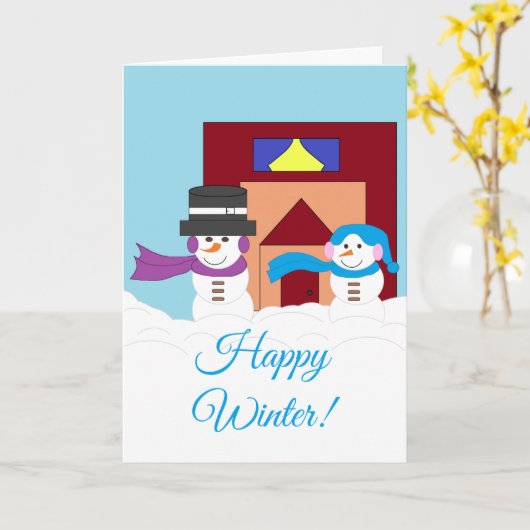 雪の多い冬 カード (黄色い花)