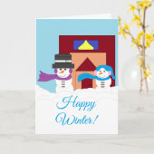 雪の多い冬 カード (黄色い花)