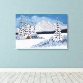 雪の多い冬 キャンバスプリント (インサイチュ (ウッドフロア))