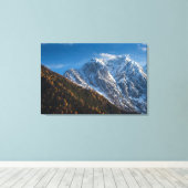 雪の多い山々で秋と冬 キャンバスプリント (インサイチュ (ウッドフロア))