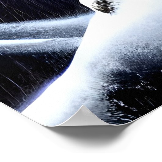 雪の多い山でチーター | AIアートポスター ポスター (角)