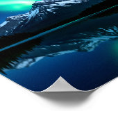 雪の多い山の上の北の光 ポスター (角)