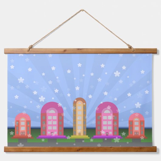 雪の多い忘れ町 吊り下げ型タペストリー (正面)