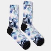 雪の多い抽象芸術の冬の靴下を青とラベンダーに ソックス (右)