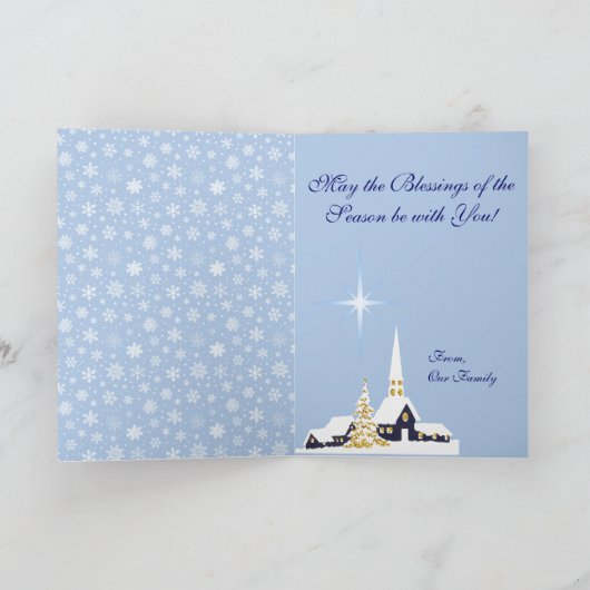 雪の多い教会の季節の挨拶カード シーズンカード (内部)