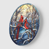 雪の多い日の壁時計の深紅色 ラージ壁時計 (傾斜)