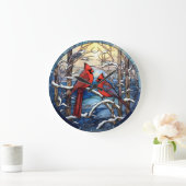 雪の多い日の壁時計の深紅色 ラージ壁時計 (ホーム)