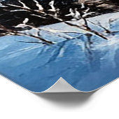 雪の多い木々が咲く星空の冬の風景 ポスター (角)