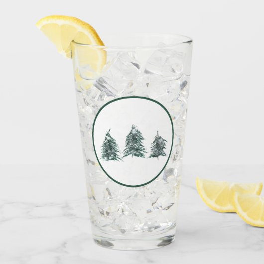 雪の多い松の木 – ピントグラス タンブラーグラス (アイス正面)