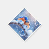 雪の多い枝に寄り添う東部のブルーバード スタンダードカクテルナプキン (角)