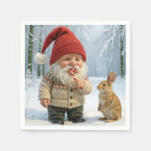 雪の多い森でキャンディーケーンを楽しむ格言 スタンダードカクテルナプキン (正面)