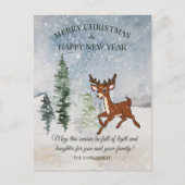 雪の多い森とベビー シーズンポストカード (正面)