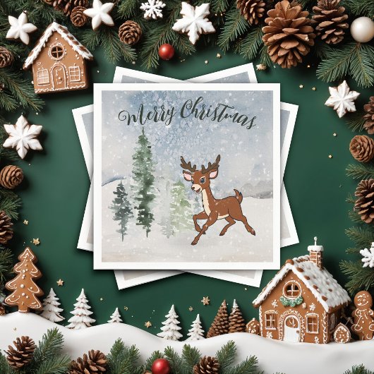 雪の多い森とベビー スタンダードカクテルナプキン